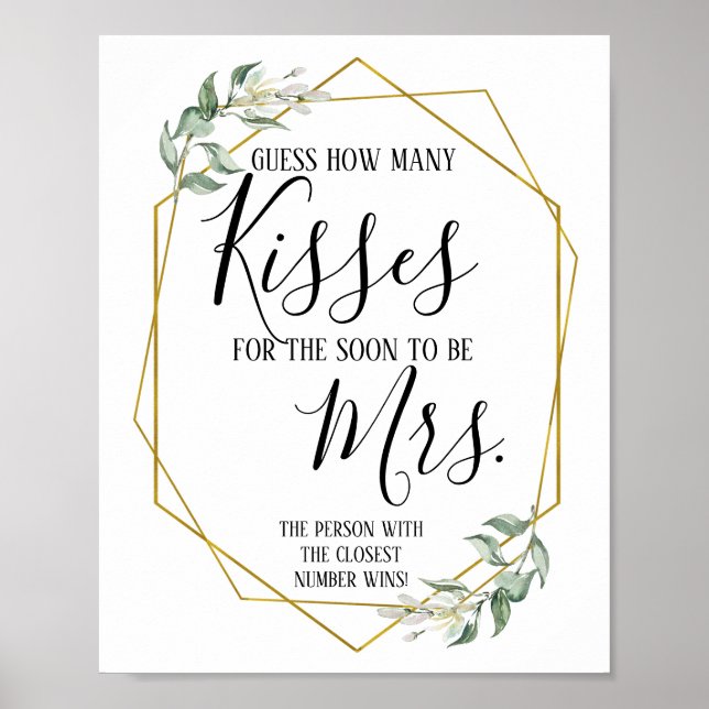 Poster Adivinhe Quantos beijos para o sinal de logo será  (Frente)