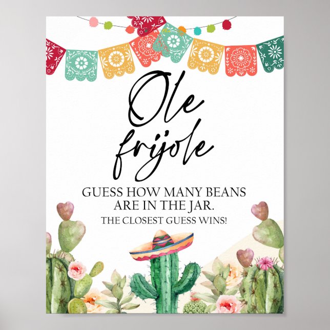 Poster Adivinhe Quantos Feijões Jogo de Chuveiro Ole Frij (Frente)