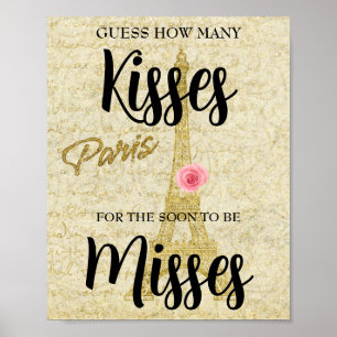 Poster Adivinhe quantos Kisses Paris Bridal Shower Jogo