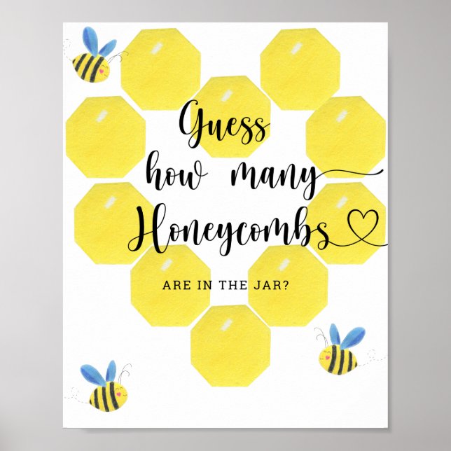 Poster Adivinhem quantos favos de mel estão no pote (Frente)