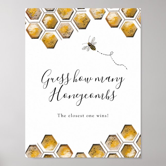 Poster Adivinhem Quantos Jogo de Chá de Honeycombs (Frente)