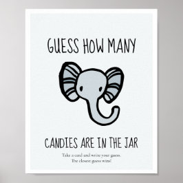 Poster Adivinhem quantos jogos de Chá de fraldas de elefa
