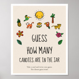 Poster Adivinhem quantos jogos de Chá de fraldas tropical