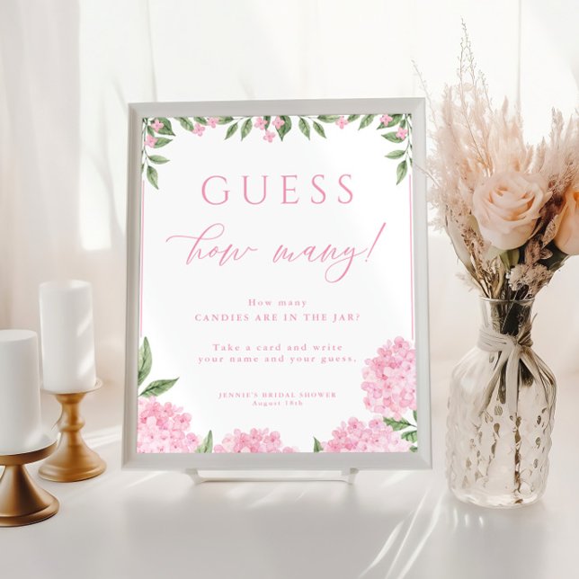 Poster Adivinhem Quantos Jogos de Chá de Hydrangea Rosa (Criador carregado)