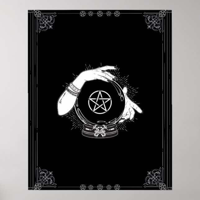 Poster Adivinho Místico Negro Bola de Cristal Mística (Frente)