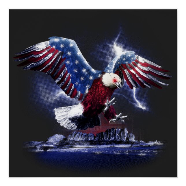 Pôster Adler mit Flügeln der amerikanischen Flagge (Frente)