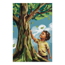 Pôster Admiração Infantil: Poster Vibrante da Árvore Mode