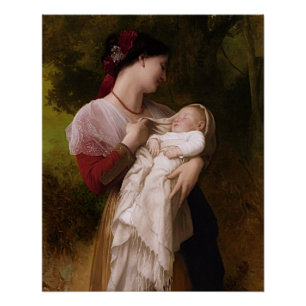 Pôster Admiração materna por William Adolphe Bouguereau