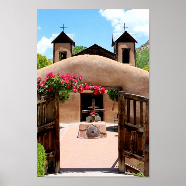 Poster Adobe Church Sanctuario Chimayo Novo México Foto (Frente)