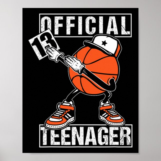 Poster Adolescente Oficial 13 Birthday Boy Fun Bysketbyll (Frente)