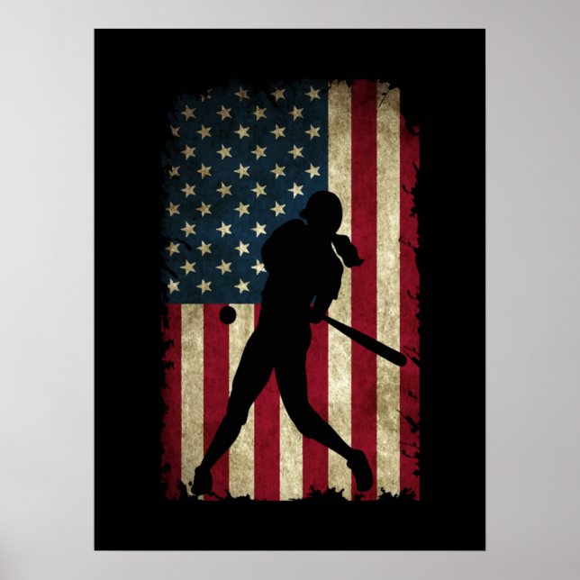 Poster Adolescentes Girls Softball Stuff USA Flag (Frente)