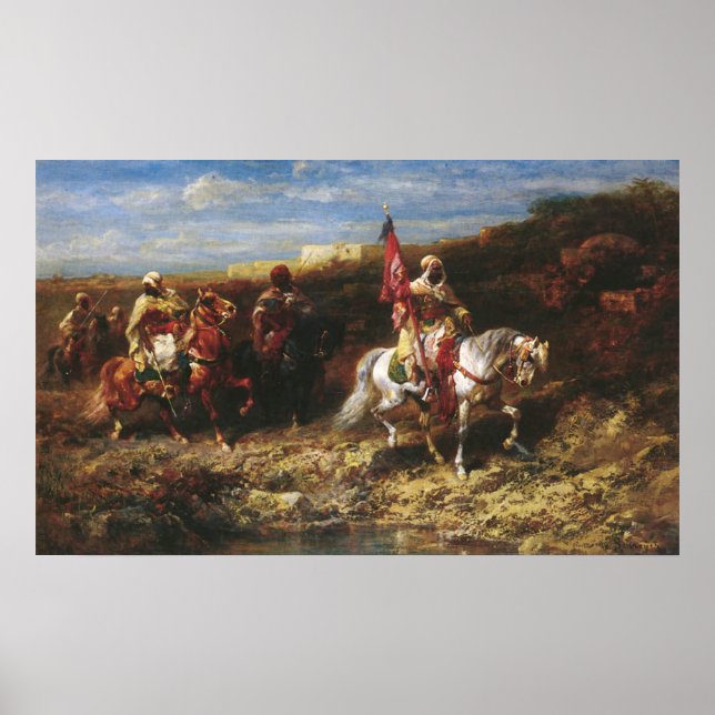Poster Adolf Schreyer Arab Horseman Em Uma Paisagem (Frente)