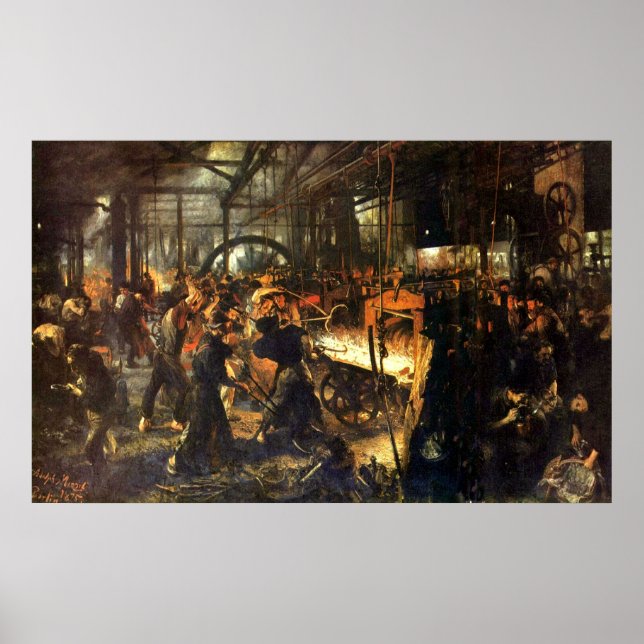 Pôster Adolph von Menzel Iron Rolling Mill (Frente)