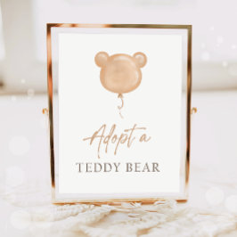 Poster Adopt a Teddy Bear Balloon Boho Adoption Birthday 