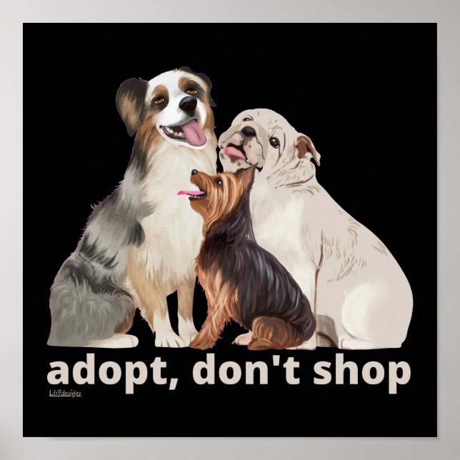 Poster ADOPT NÃO COMPRA salvar os animais e salvar os cãe (Frente)