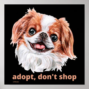 Poster ADOPT, NÃO COMPRE (japonês espanhol) cachorro bo