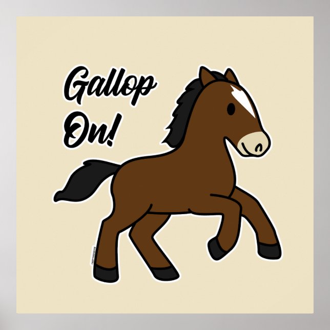Poster Adorable Gallop On! Happy Foal Kawaii Horse Design (Frente)