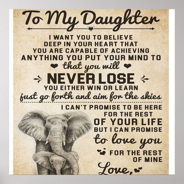 Poster Adorable Letter To Daughter | Lovely Gift (Frente)