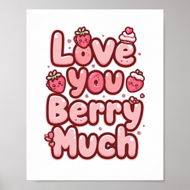 Poster Adorable Pink "Love You" for Foodies (Frente)