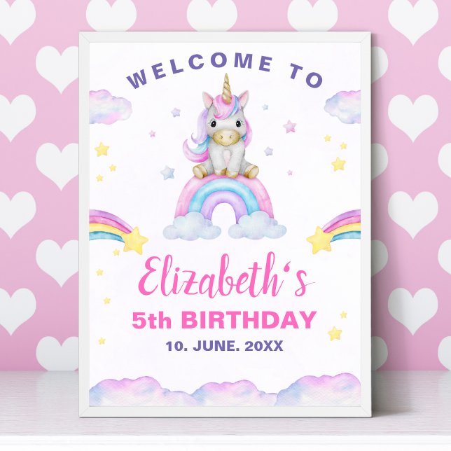 Poster Adorable Unicorn Birthday Girl (Criador carregado)