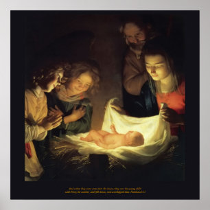 Pôster Adoração da Criança - Honthorst c1622