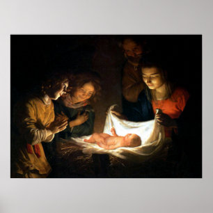Pôster Adoração da criança Jesus - Honthorst