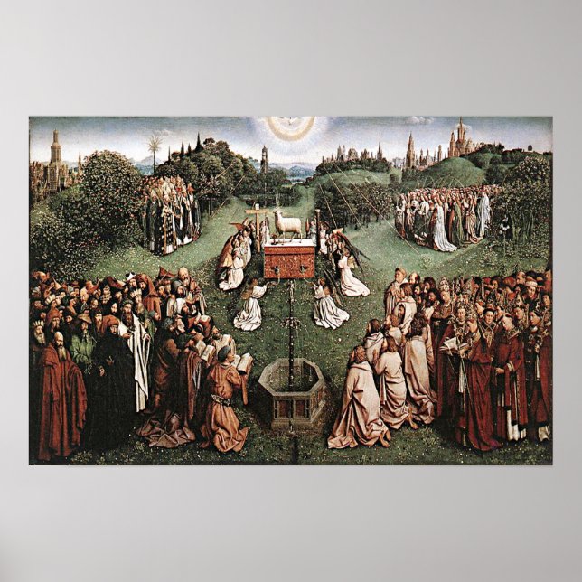 Pôster Adoração do Lamb Jan van Eyck 1429 (Frente)