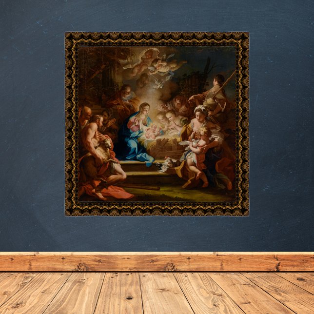 Poster Adoração do Natal de Shepherds Sebastiano Conca (The Adoration of the Shepherds by Sebastiano Conca Vintage Religious Christian Christmas Poster)