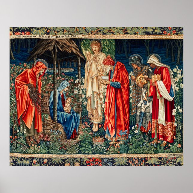 Poster ADORAÇÃO DOS MAGOS Morris,Burne-Jones Natal (Frente)