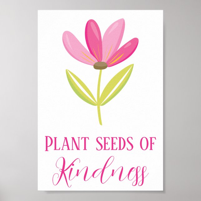 Poster Adoráveis Sementes Vegetais de Bondade Floral Rosa (Frente)