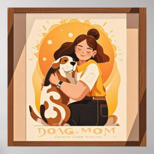 Poster Adorável abraço de garota e cachorro
