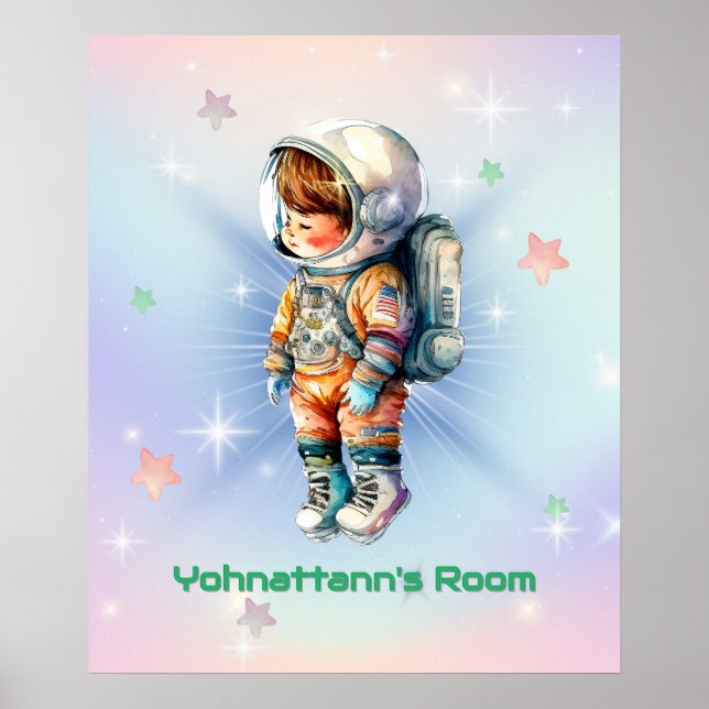 Poster Adorável Astronauta com Traje Espacial (Frente)