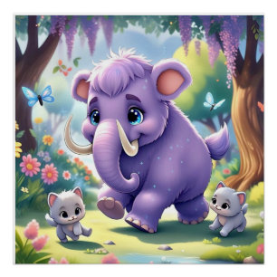 Pôster Adorável Baby Mammoth