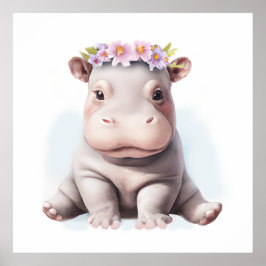 Poster Adorável Bebê Hippopotamus