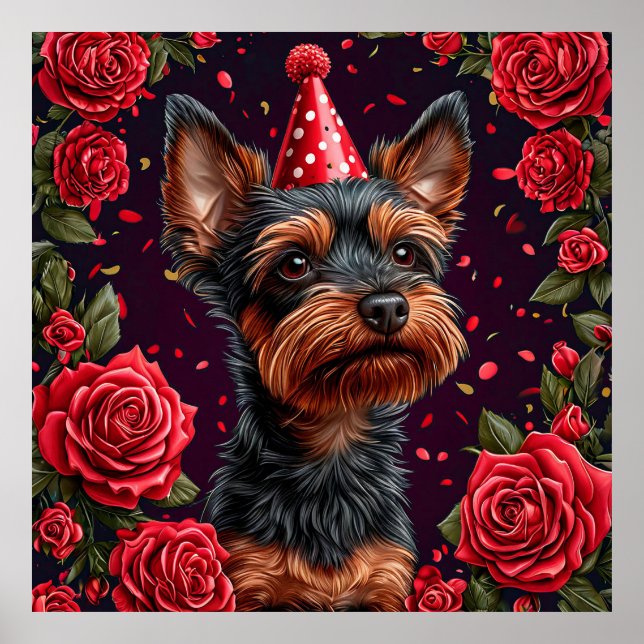 Poster Adorável Cachorrinho Comemora Aniversário (Frente)