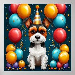 Poster Adorável Cachorrinho Comemora Aniversário