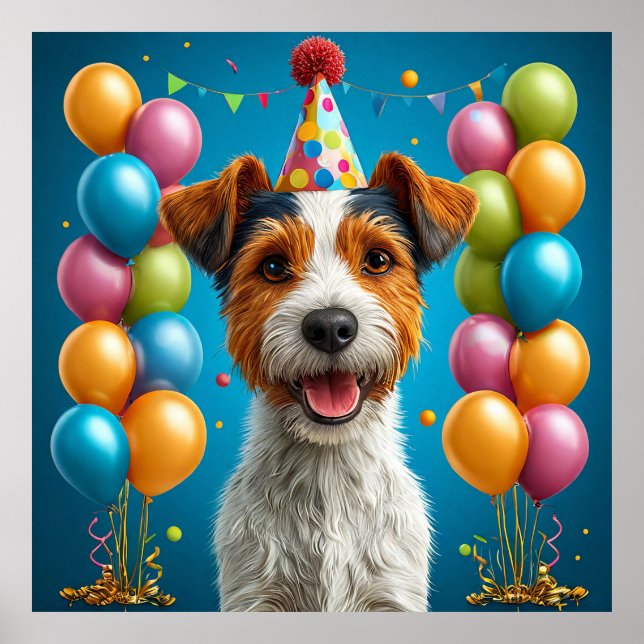 Poster Adorável Cachorrinho Comemora Aniversário (Frente)