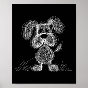 Poster Adorável cachorrinho rabiscado estilo desenho anim