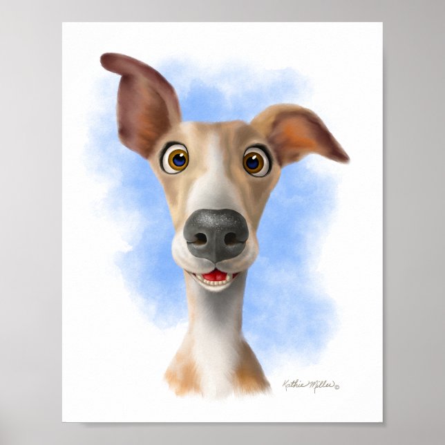 Poster Adorável Cartoon Whippet  (Frente)