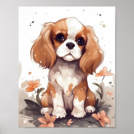 Poster Adorável Cavaleiro Rei Charles Spaniel Cute
