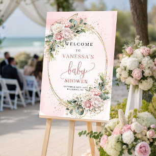 Poster Adorável Floral Rosa Poeirento Eucalipto Chás de B