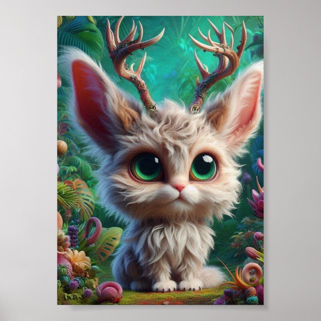 Poster Adorável Fluffy Jackalope (Frente)