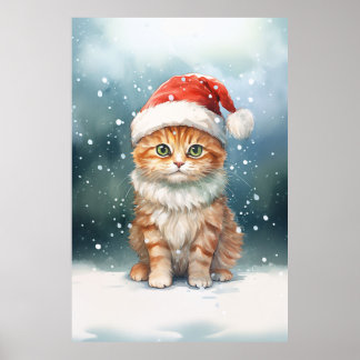 Poster Adorável Gengibre Gengibre De Natal Na Neve