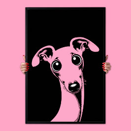 Poster Adorável Italian Greyhound | Pop Art Rosa e Preto