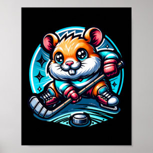 Poster Adorável jogador de hóquei hamster divertido de pa
