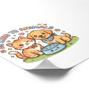 Poster Adorável Kawaii Seja Gentil Com Os Animais Adoráve