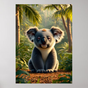 Poster Adorável Koala na Selva Lush