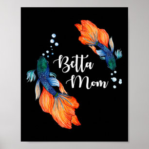 Poster Adorável Mãe de Peixe Betta Amante de Peixes de Es
