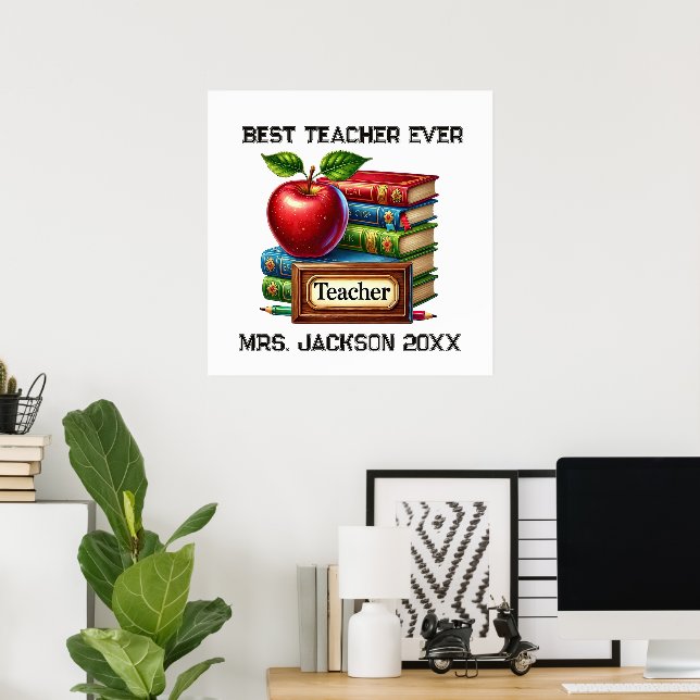 Poster Adorável Melhor Professor(a) de todos os tempos ad (Escritório em casa)