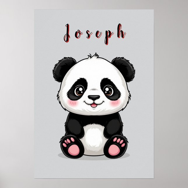Poster Adorável Panda de Desenho Animado 🐼✨ Decoração Ac (Frente)